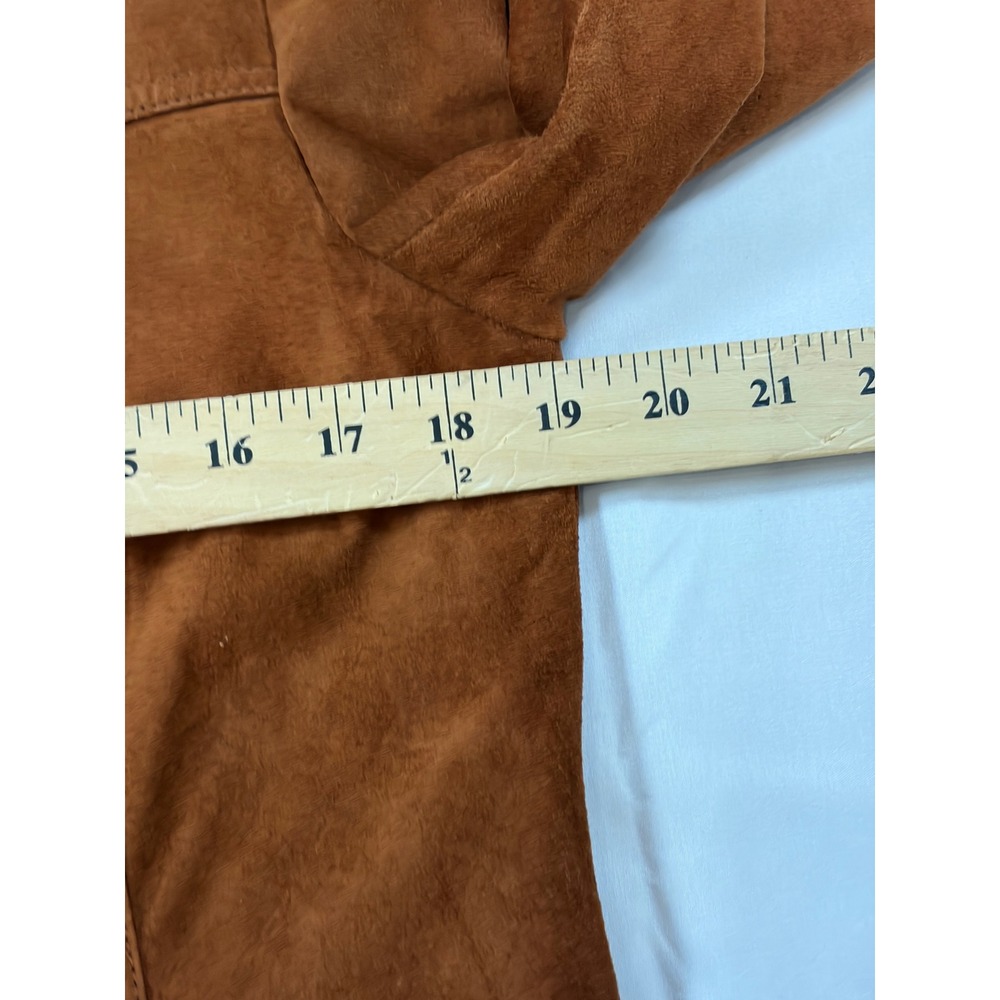 Bernardo Nordstrom Cognac Brown Suede Leather Button Front Jacket Womens M VTG - Picture 6 of 10